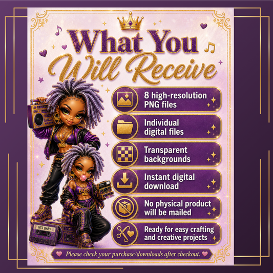 90’s Vibe Chibi PNG Bundle – 8 High-Resolution Digital Designs