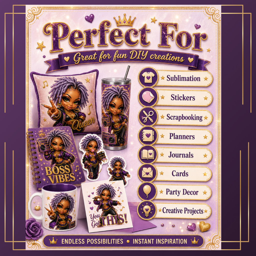 90’s Vibe Chibi PNG Bundle – 8 High-Resolution Digital Designs